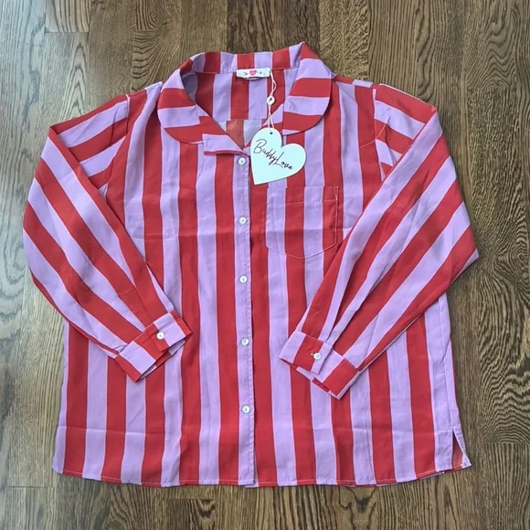 Buddy Love purple and red striped  Pajama Set large - Picture 8 of 13